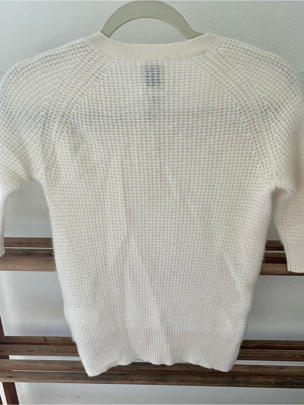 Joie 100% cashmere Ivory Waffle-Knit Henley Sweater - Picture 3 of 6